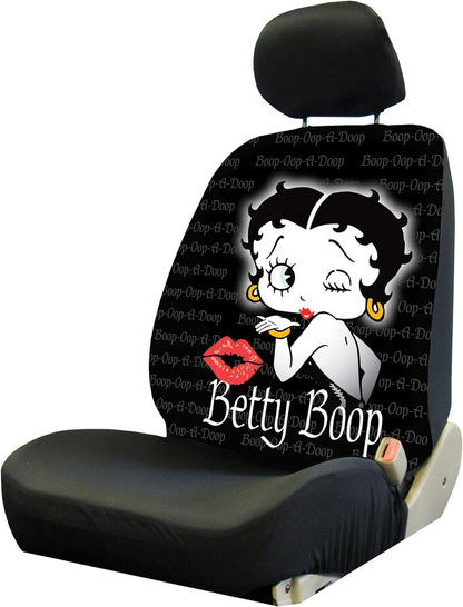 Plasticolor 008658R01 ''Betty Boop'' Timeless Seat Cover, Black, Does One Seat