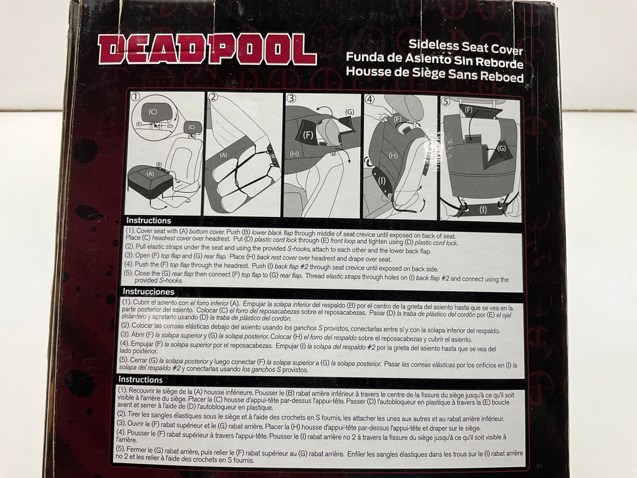 (2) Plasticolor 008664 Car Truck Universal Sideless Seat Cover Marvel Deadpool