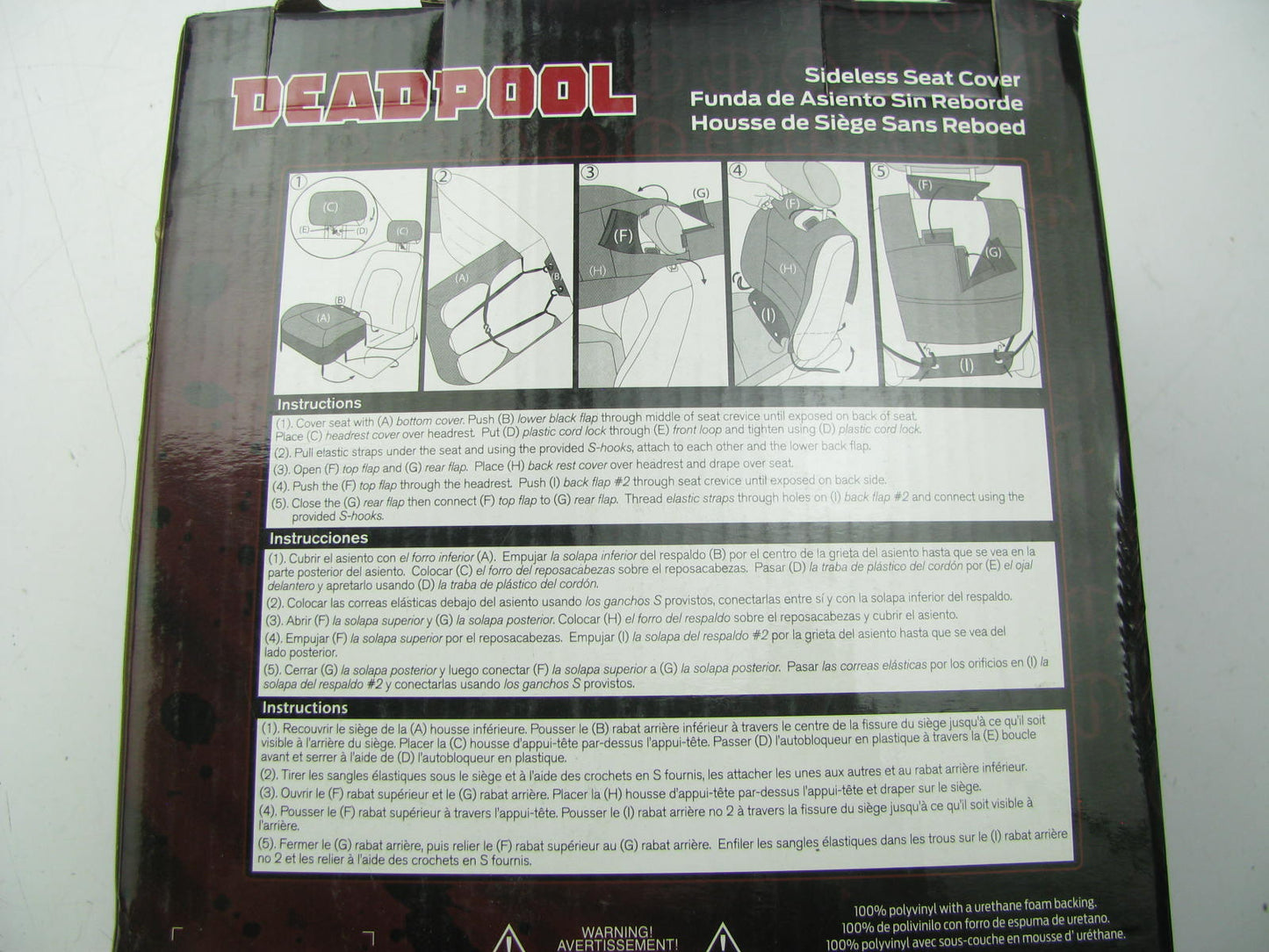 Plasticolor 008664 Car Truck Universal Sideless Seat Cover W/ Marvel Deadpool