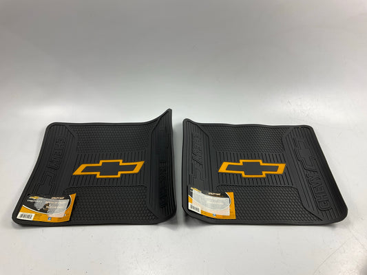 PAIR - Chevy Bowtie Elite Logo Back / Rear Heavy Duty Rubber Floor Mat 17''x13.5''