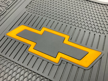 PAIR - Chevy Bowtie Elite Logo Back / Rear Heavy Duty Rubber Floor Mat 17''x13.5''