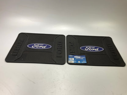 (2) Plasticolor 1189R Rear Universal Rubber Floor Mats - Ford Oval Logo, 17''x14''