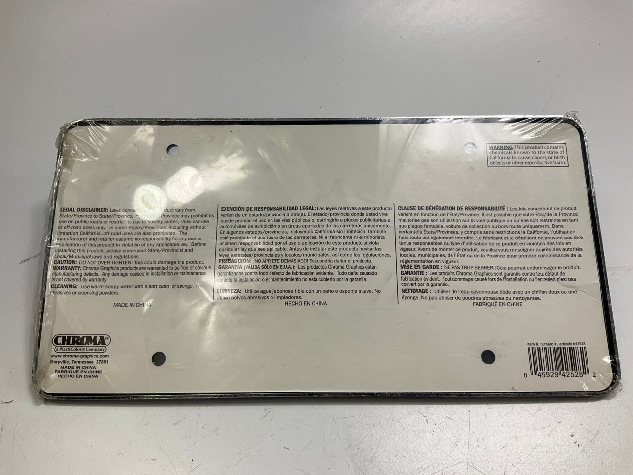 Plasticolor 42528 Ford Built Tough License Plate Frame Chrome, Black Metal