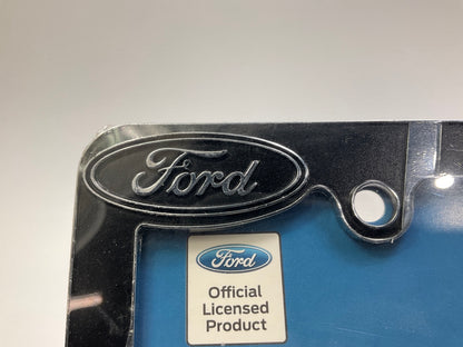 Plasticolor 42528 Ford Built Tough License Plate Frame Chrome, Black Metal