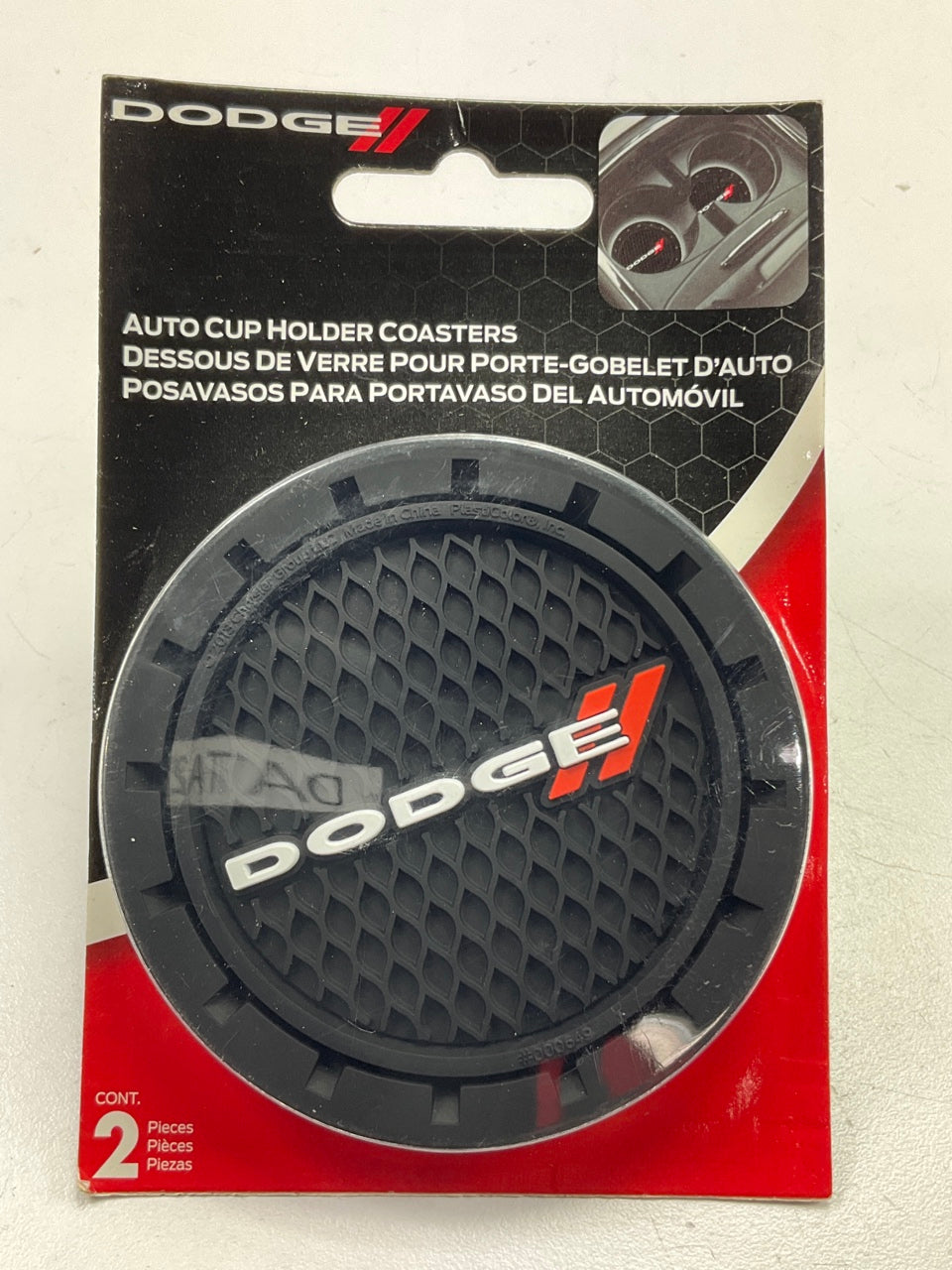 Plasticolor 649 Car Coaster, 2x Cupholder Coasters For The Dodge Logo