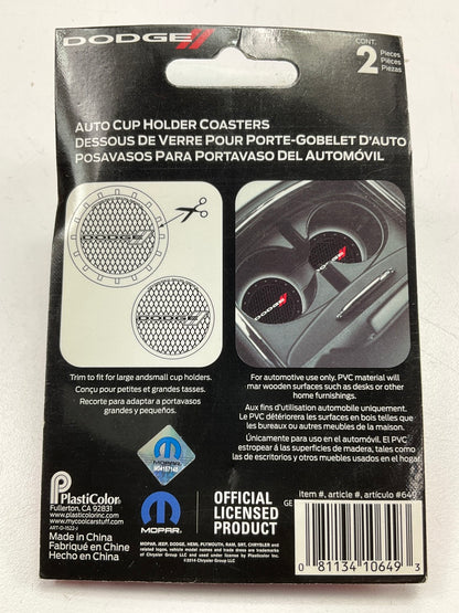 Plasticolor 649 Car Coaster, 2x Cupholder Coasters For The Dodge Logo