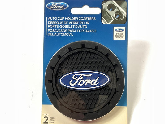 Plasticolor Ford Car Coaster, 2x Cupholder Coasters Set With Blue Ford Oval Logo