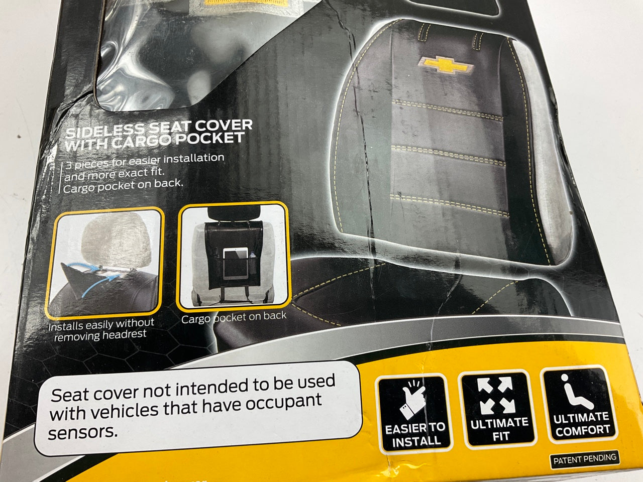 (2) Plasticolor 8626 Deluxe Sideless Black Vinyl Seat Covers With Chevy Logo
