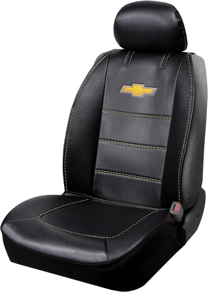 Plasticolor 8626 Deluxe Sideless Black Vinyl Seat Cover With Chevy Logo