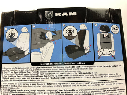(2) Plasticolor 8628 Deluxe Sideless Seat Covers For Ram 1500 2500 3500 W/ Logo