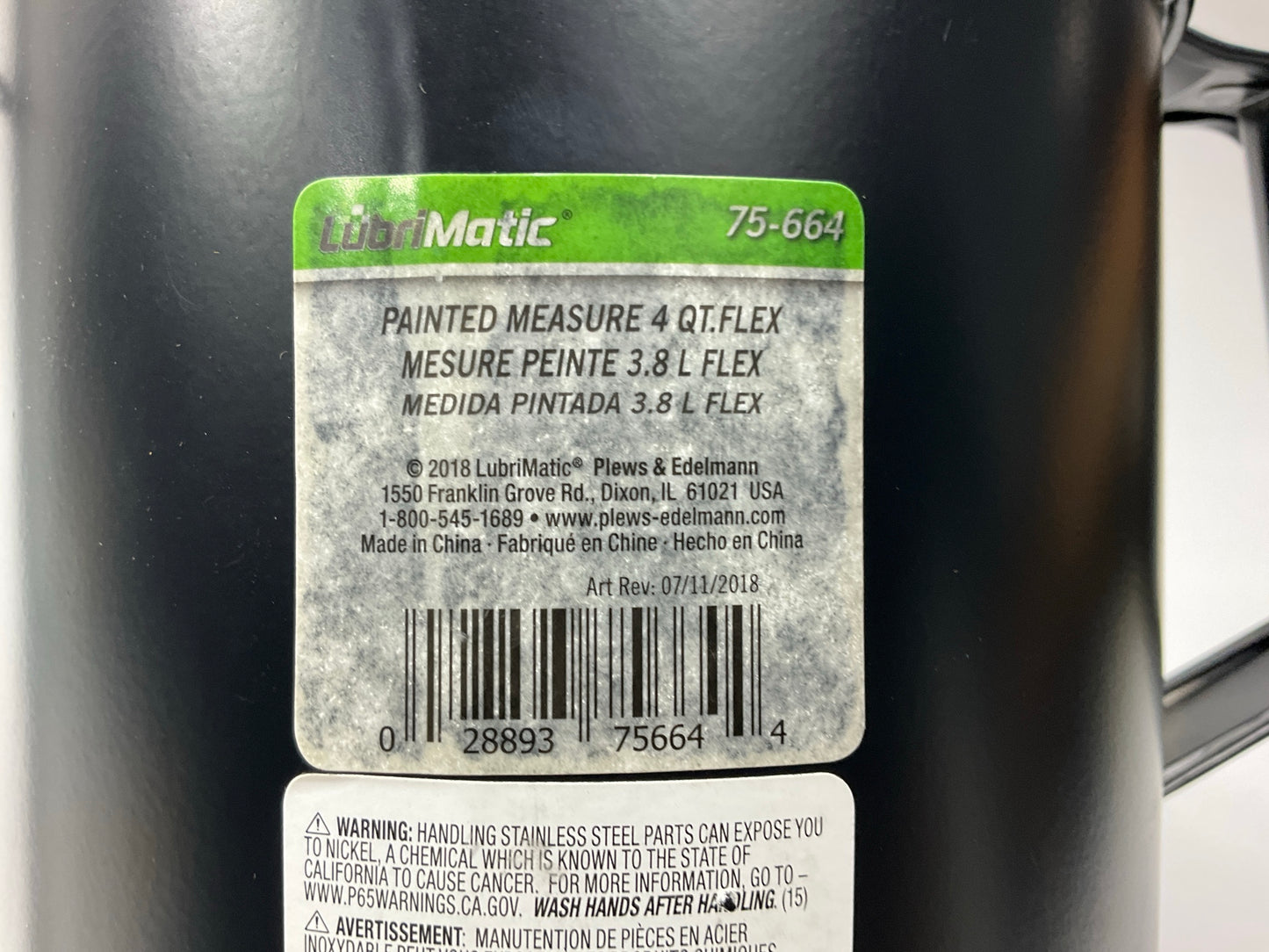 LubriMatic Plews 75-664 Painted Liquid Measure Jug W/ Flex Spout - 4 Quart