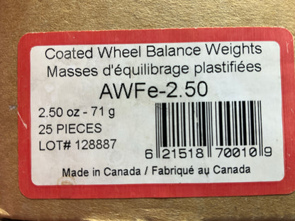 Plombco AWFE-2-50 Wheel Balancing Weights 2.50 Oz Each - Box Of 25