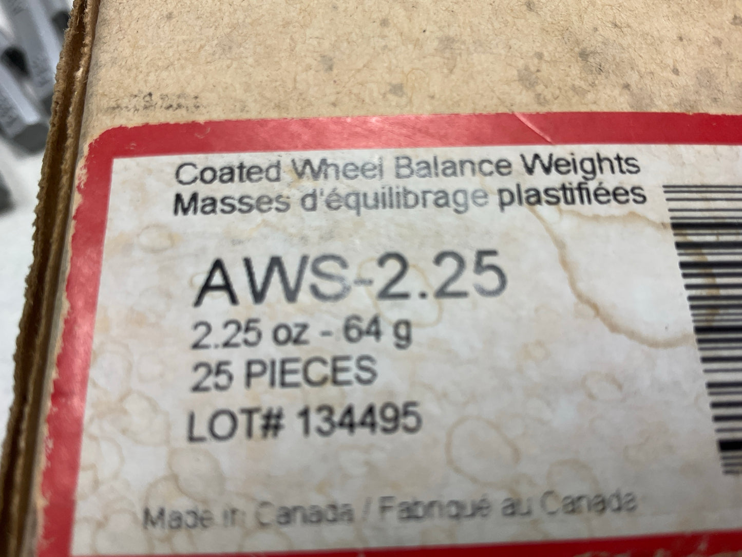 Plombco AWS-2-25 Wheel Weights 2.25 Oz. (64g) - Pack Of 25 Pcs