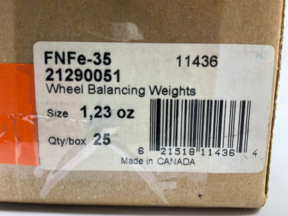 Plombco FNFE-35 35g 35 Gram Wheel Weights 1.23 Oz, Pack Of 25 Weights