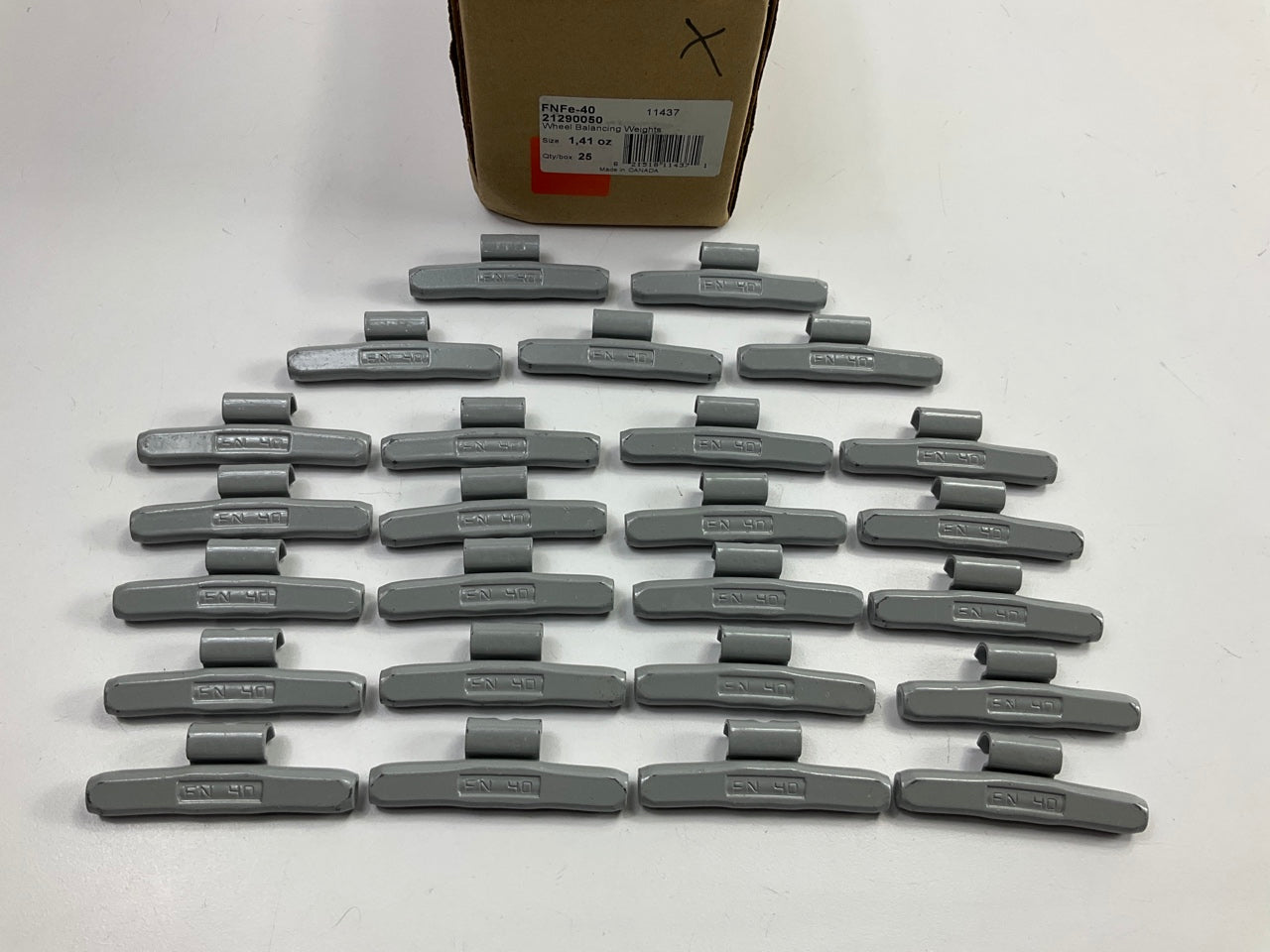 Plombco FNFE40 40 Gram Wheel Weights - 1.40 Oz Each,  PFE Steel Box Of 25 Pcs
