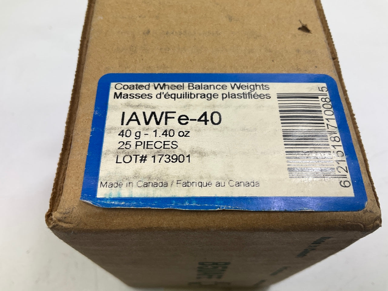 Plombco IAWFE-40 Wheel Weights, 40G 1.40 Oz Each - Box Of 25