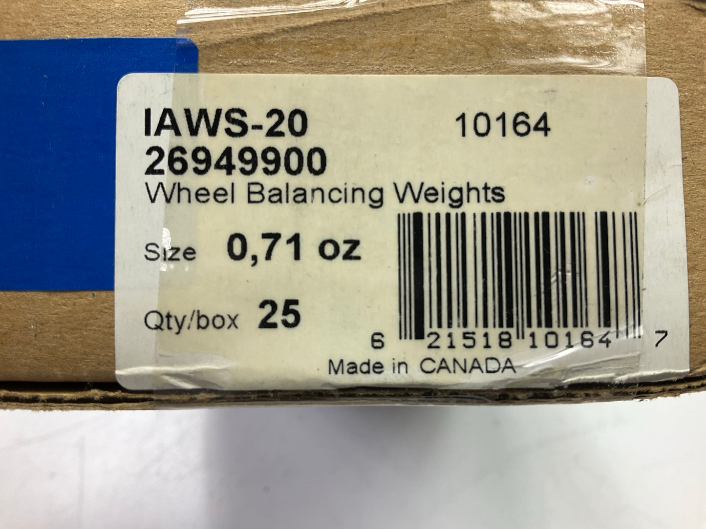 Plombco IAWS-20 Wheel Balancing Weights, 0.71 Oz - Box Of 25