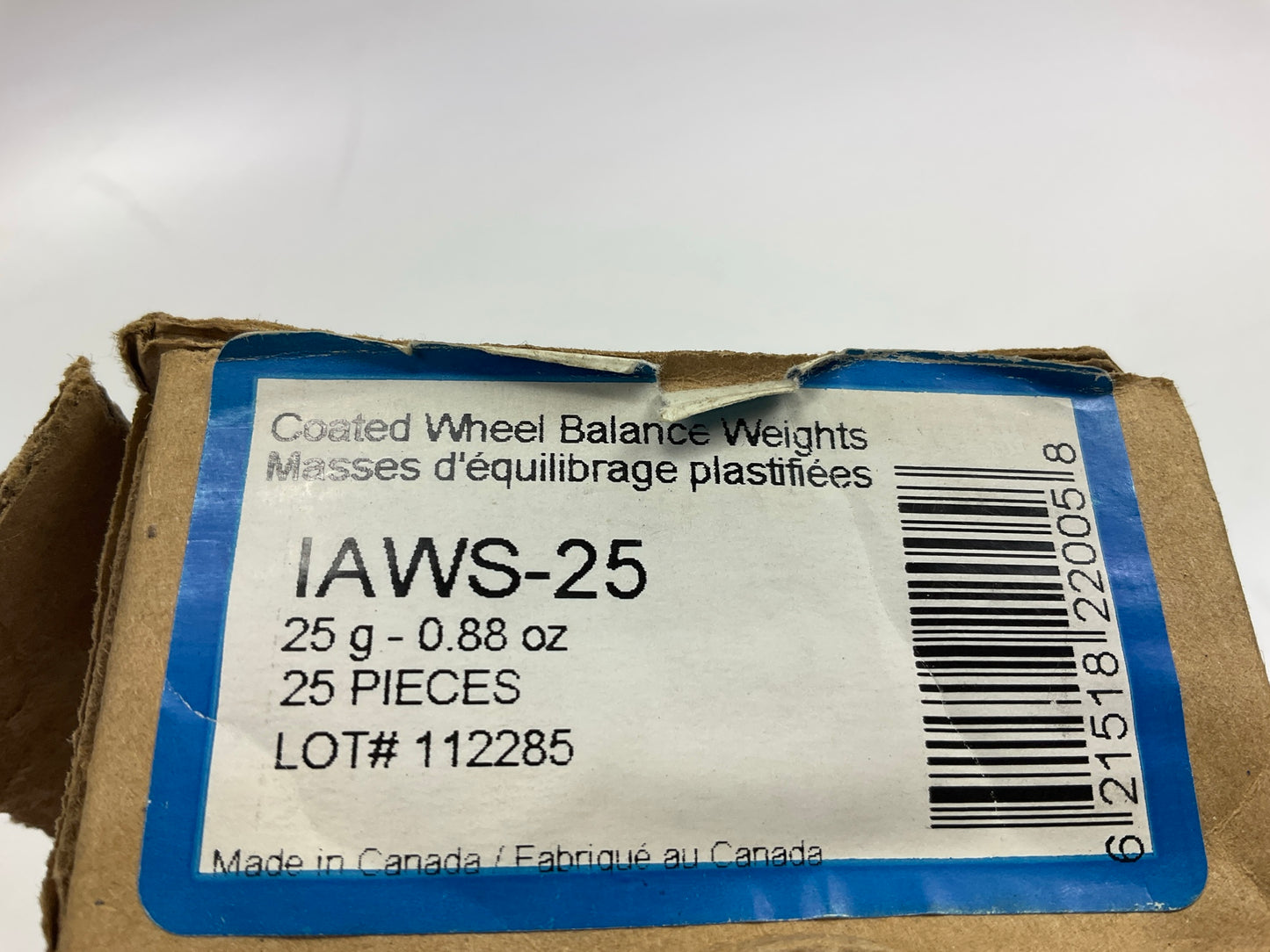 Plombco IAWS-25 Wheel Weights 0.88 Oz Each - Box Of 25