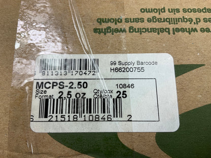 Plombco MCPS-2-50 Wheel Weights 2.5 Oz, Box Of 25 Pcs