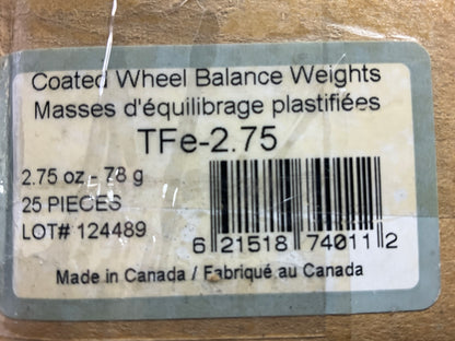 Plombco TFE-2-75 Coated Wheel Weights 2.75 Oz - Box Of 25