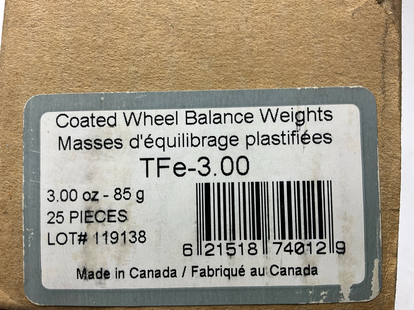 Plombco TFE-3-00 Coated Wheel Weights - 3 Oz Each - Box Of 25 Pcs