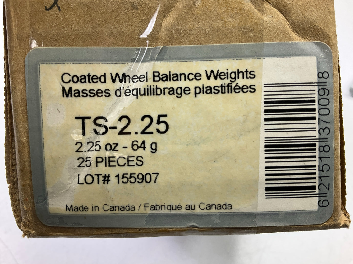 Plombco TS-2-25 Wheel Weights 2.25 Oz Each - Box Of 25