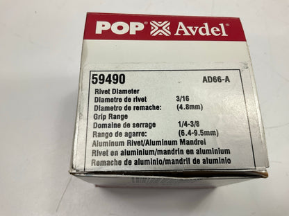 Pop Avdel 59490 Pop Rivets - 1/4'' To 3/8'' Grip Range, Aluminum, 3/16 D., 100/Box