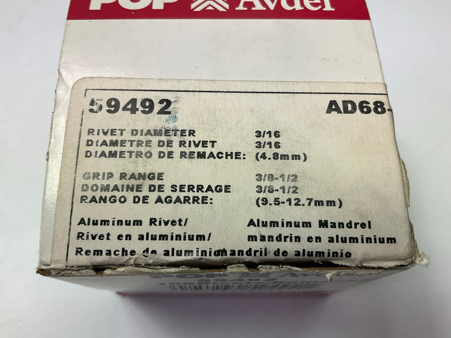 POP 59492 - 3/16'' X 1/2'' SAE Aluminum Medium Head Silver Blind Rivets, 100 Pack