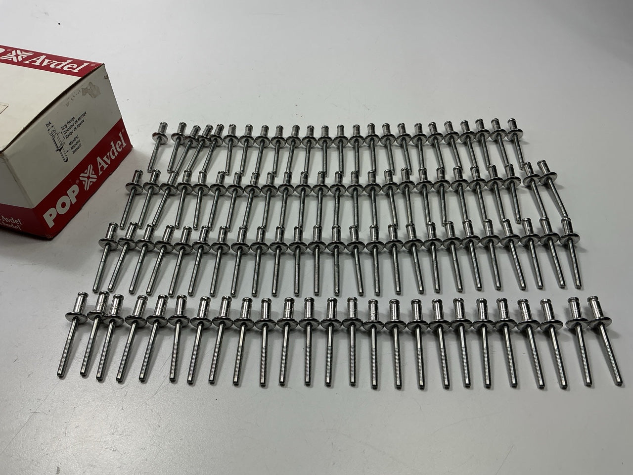 Pop Avdel 59580 Blind Rivets 1/4'' Dia., Head Dia..510'', Grip Range: 1/32''-9/64''
