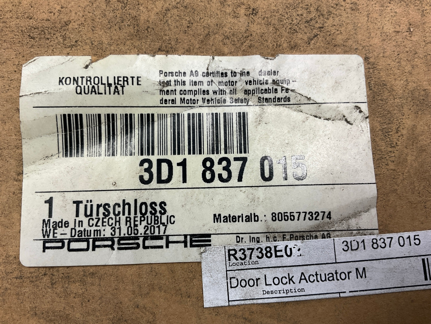 NEW OEM Porsche 3D1837015 Front Left Door Lock Actuator For 06-10 Porsche 911