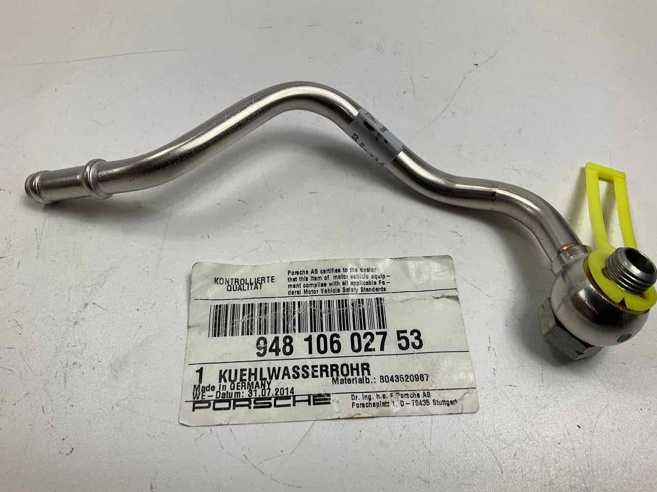 NEW 11-18 OEM Porsche Cayenne Turbo 958 4.8L Motor Engine Coolant Pipe Hose Tube
