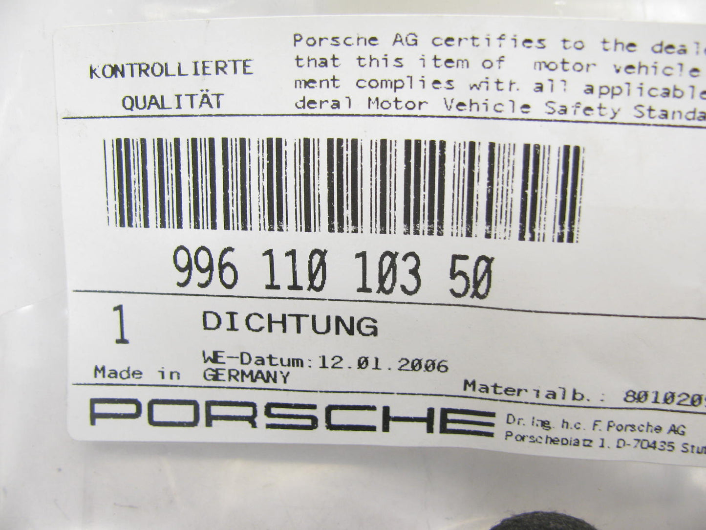 NEW - OEM 99611010350 Engine Intake Manifold Gaskets 1999-05 Porsche 911 3.6L-H6