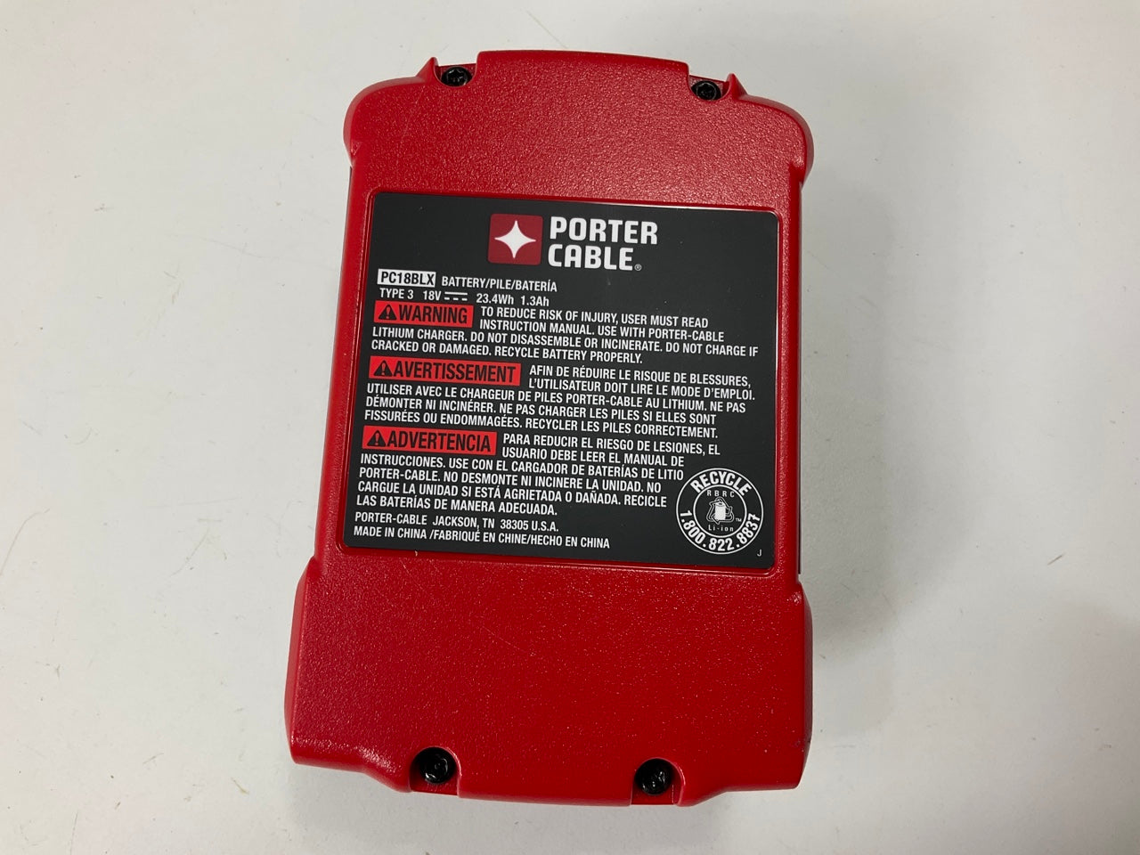 PORTER CABLE PC18BLX 18V 1.3Ah Lithium Replacement Battery For Porter Cordless