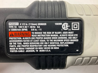 Porter Cable PCEG011 4.5'' Small Angle Grinder, 6 AMP