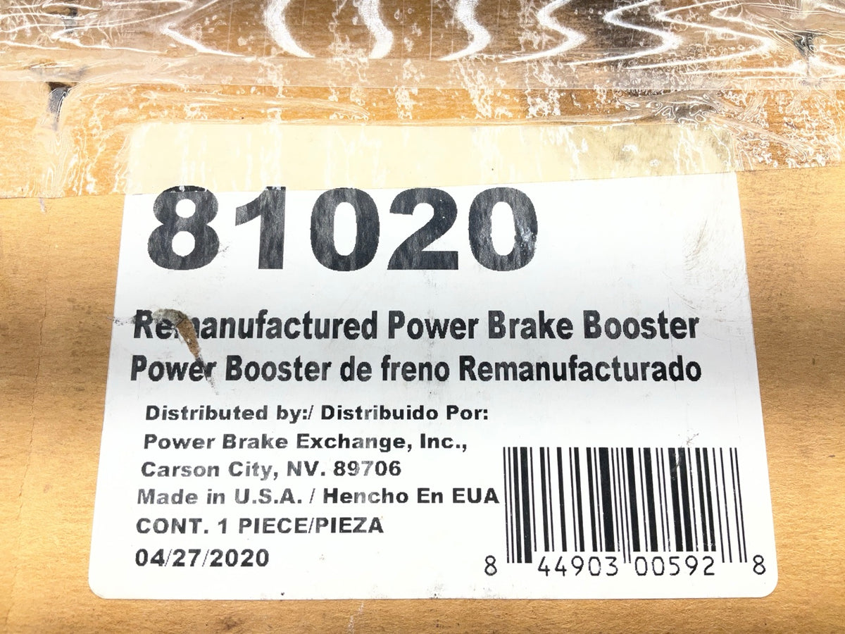 REMAN. Power Brake Exchange 81020 Power Brake Booster