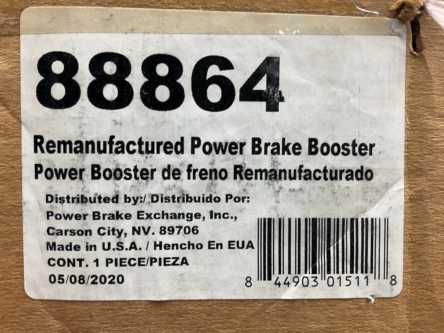 REMAN. Power Brake Exchange 88864 Brake Booster