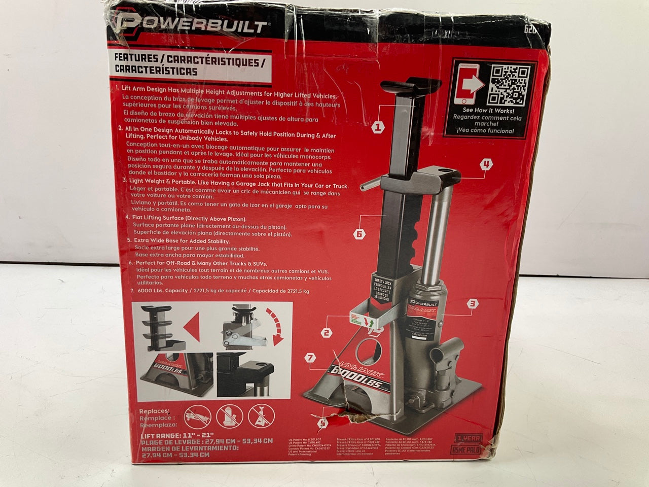 Powerbuilt 620471 3 Ton (6,000 Lbs) Unijack Bottle Jack And Jackstand In One