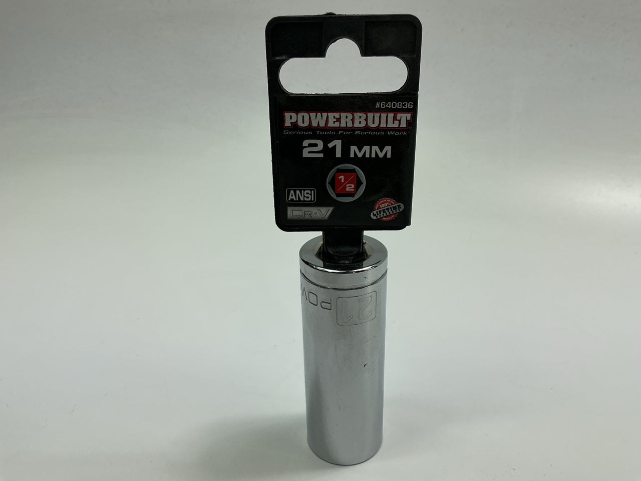 Powerbuilt 640836 1/2'' Drive 6 Pt. Metric Deep Well Socket 21mm
