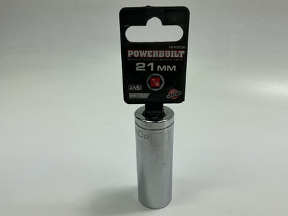 Powerbuilt 640836 1/2'' Drive 6 Pt. Metric Deep Well Socket 21mm
