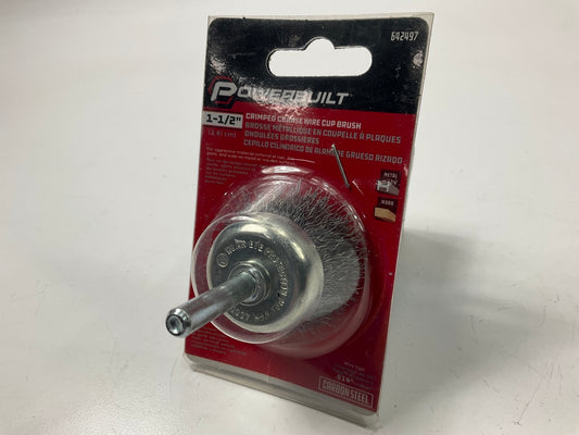Powerbuilt 642497 1-1/2'' Coarse Crimped Wire Cup Brush For Rust, Paint Removal