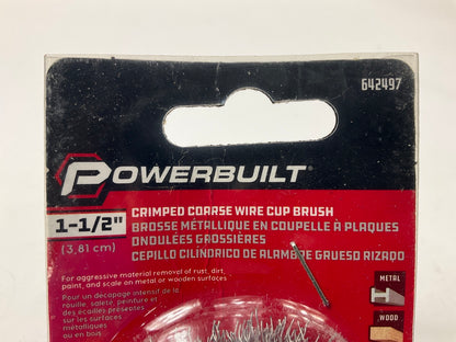 Powerbuilt 642497 1-1/2'' Coarse Crimped Wire Cup Brush For Rust, Paint Removal