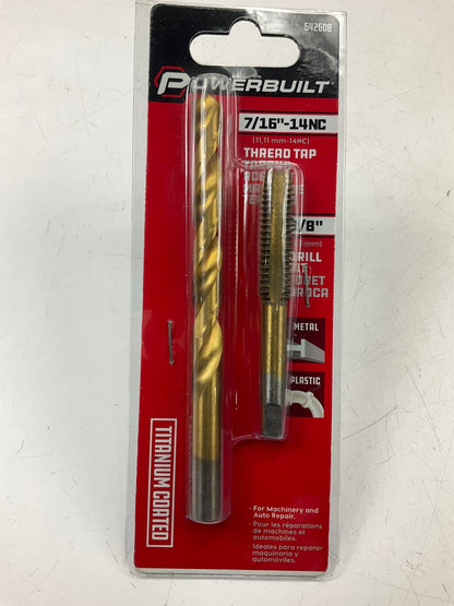 Powerbuilt 642608 7/16''-14Nc Tap & 3/8'' Drill Bit Set