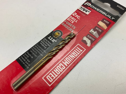 Powerbuilt 642612 7/64'' Titanium Coated Drill Bit - 2 Pack