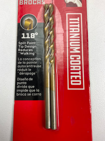 Powerbuilt 642612 7/64'' Titanium Coated Drill Bit - 2 Pack