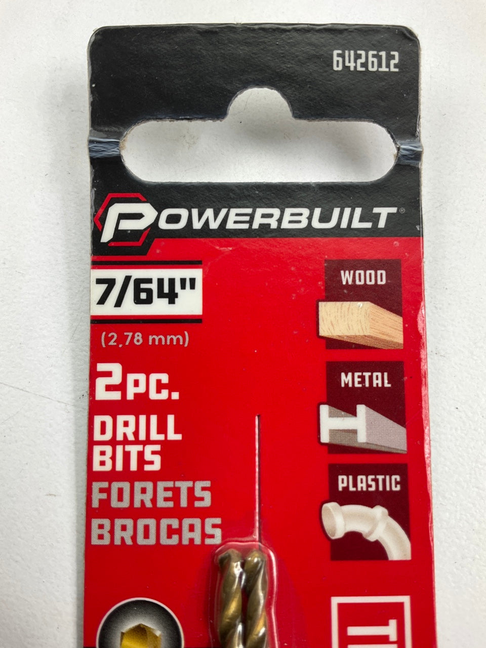 Powerbuilt 642612 7/64'' Titanium Coated Drill Bit - 2 Pack