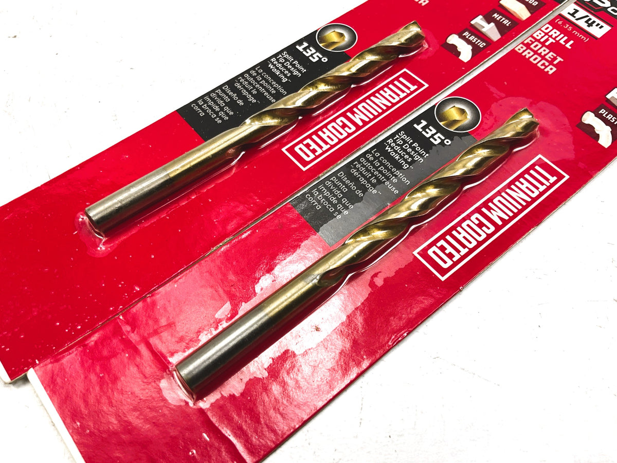 (10) Powerbuilt 642616 1/4'' Titanium Coated Drill Bits