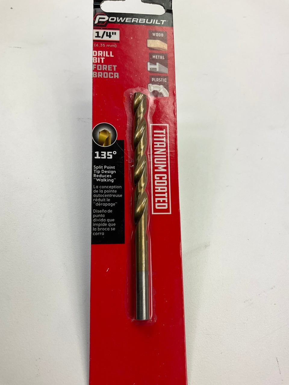 Powerbuilt 642616 1/4'' Titanium Coated Drill Bit