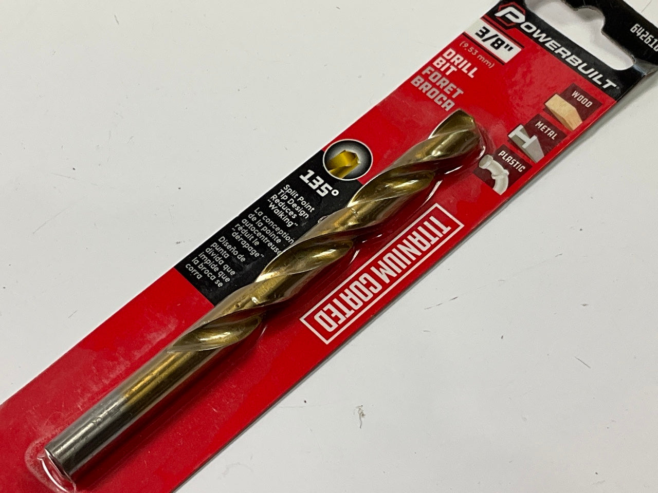 Powerbuilt 642618 3/8'' Titanium Coated Drill Bit