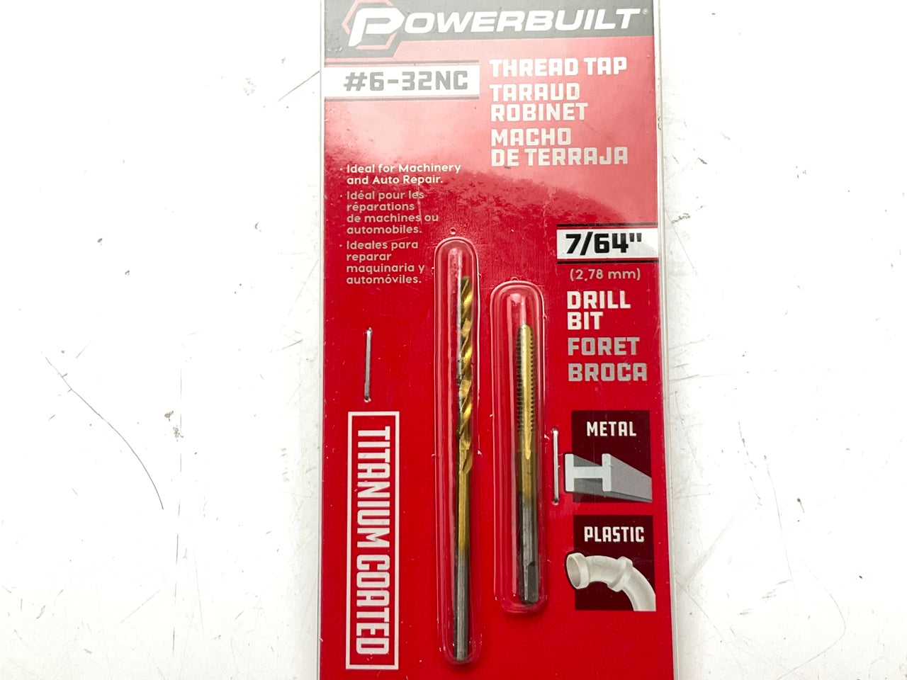 Powerbuilt 642621 6-32Nc Tap & 7/64'' Drill Bit