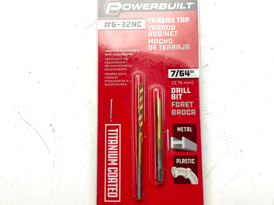 Powerbuilt 642621 6-32Nc Tap & 7/64'' Drill Bit